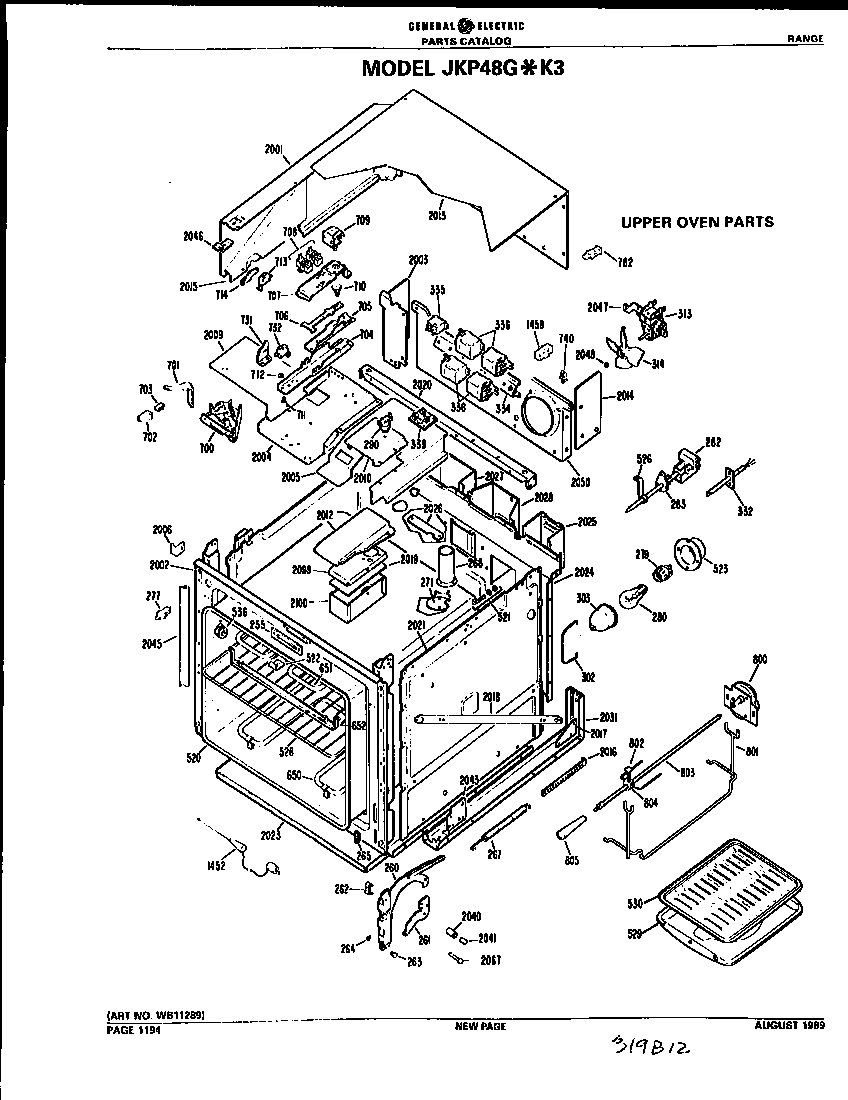 GE JKP48G*K3 upper oven diagram