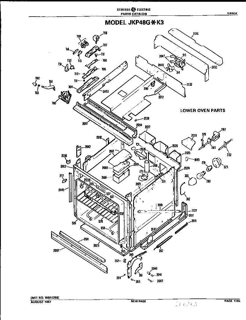 GE JKP48G*K3 lower oven diagram