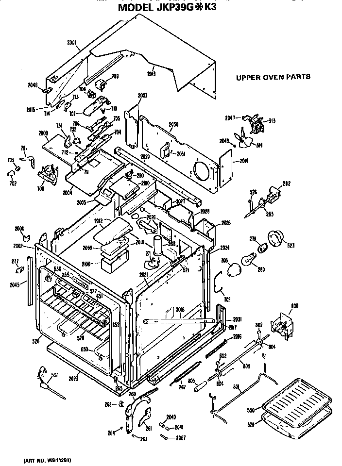 GE JKP39G*K3 upper oven diagram