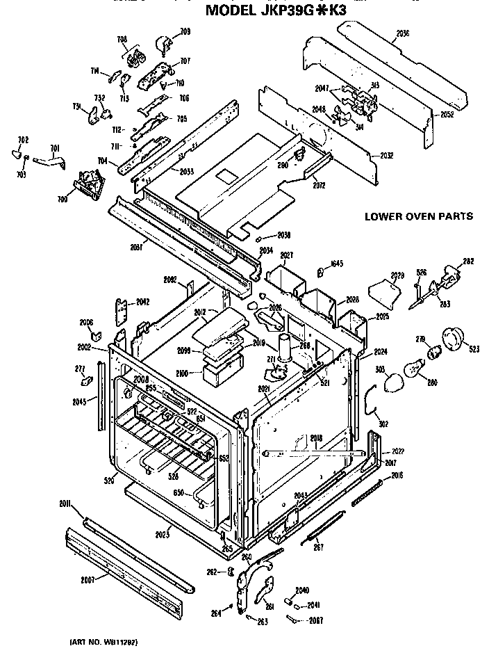 GE JKP39G*K3 lower oven diagram