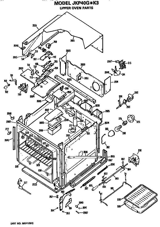 GE JKP40G*K3 upper oven diagram