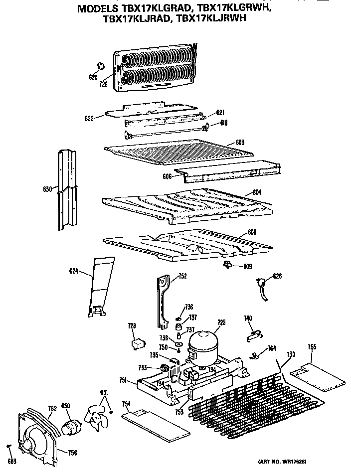 GE TBX17KLJRWH unit parts diagram
