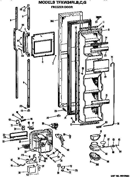 GE TFXW24RLB freezer door diagram