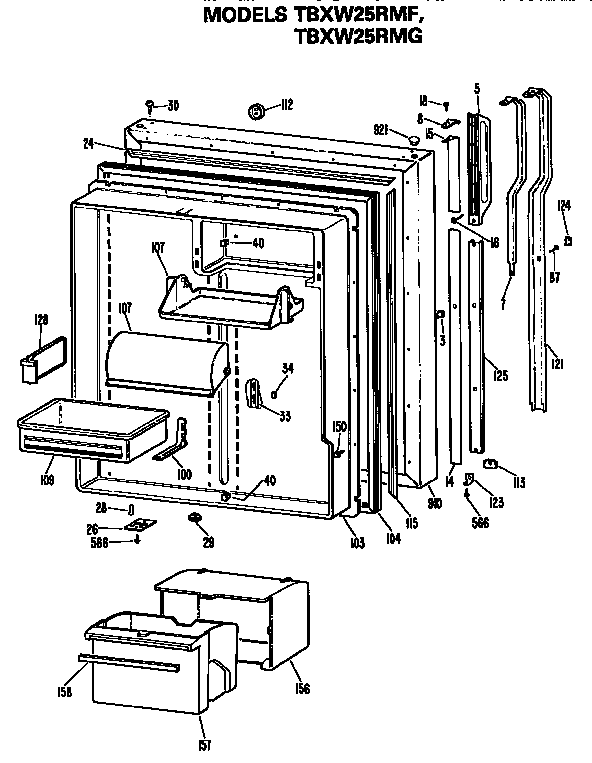 GE TBXW25RMFLWH fresh food door diagram