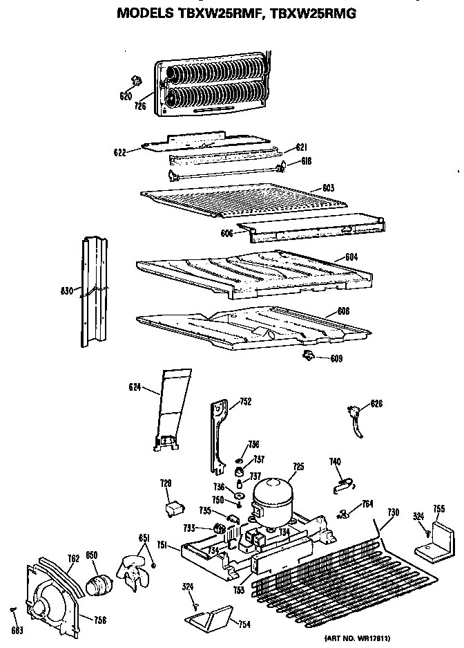 GE TBXW25RMFLWH unit parts diagram