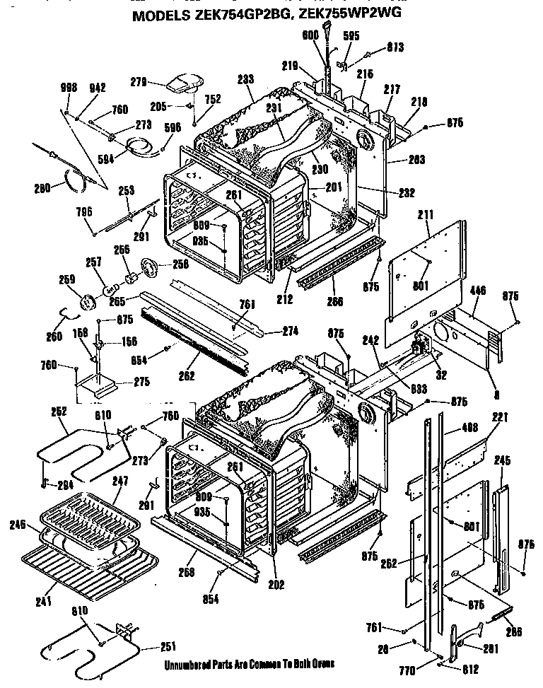 GE ZEK755WP2WG main body diagram