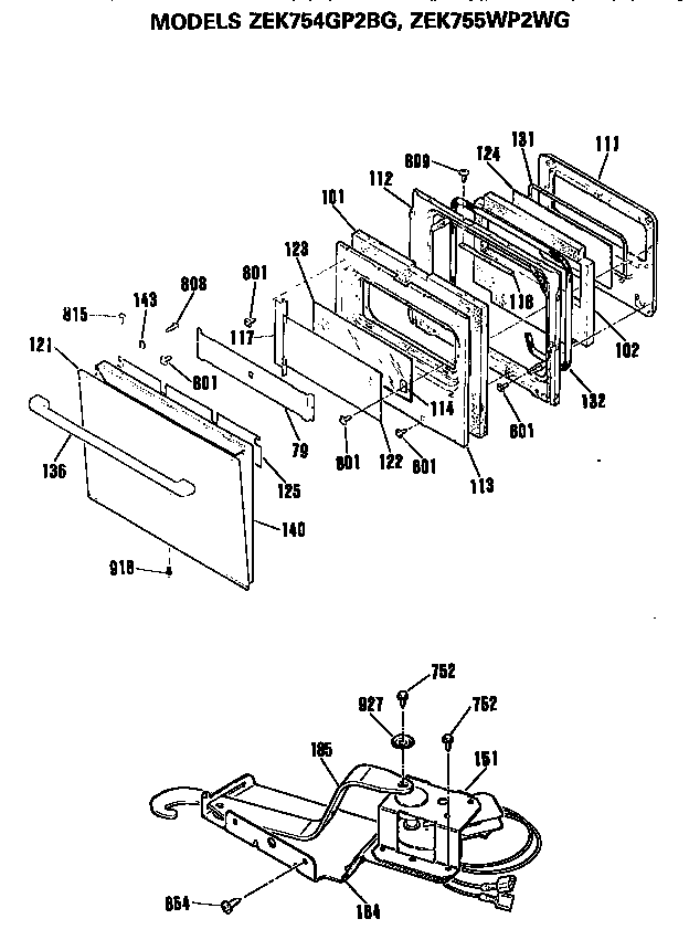 GE ZEK755WP2WG door diagram