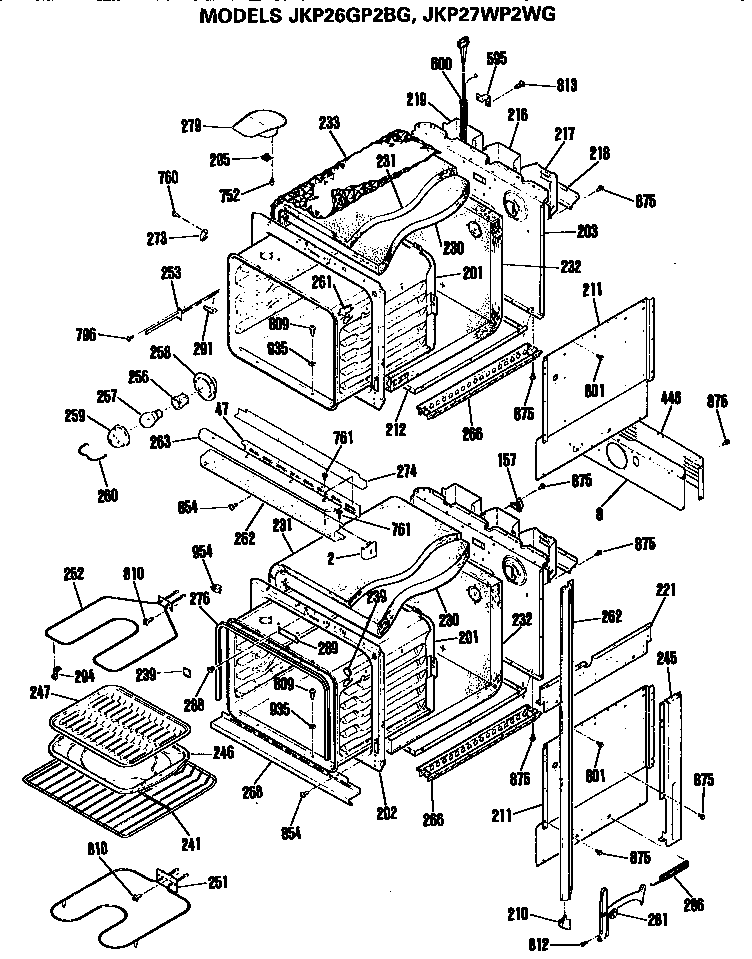 GE JKP27WP2WG ovens diagram