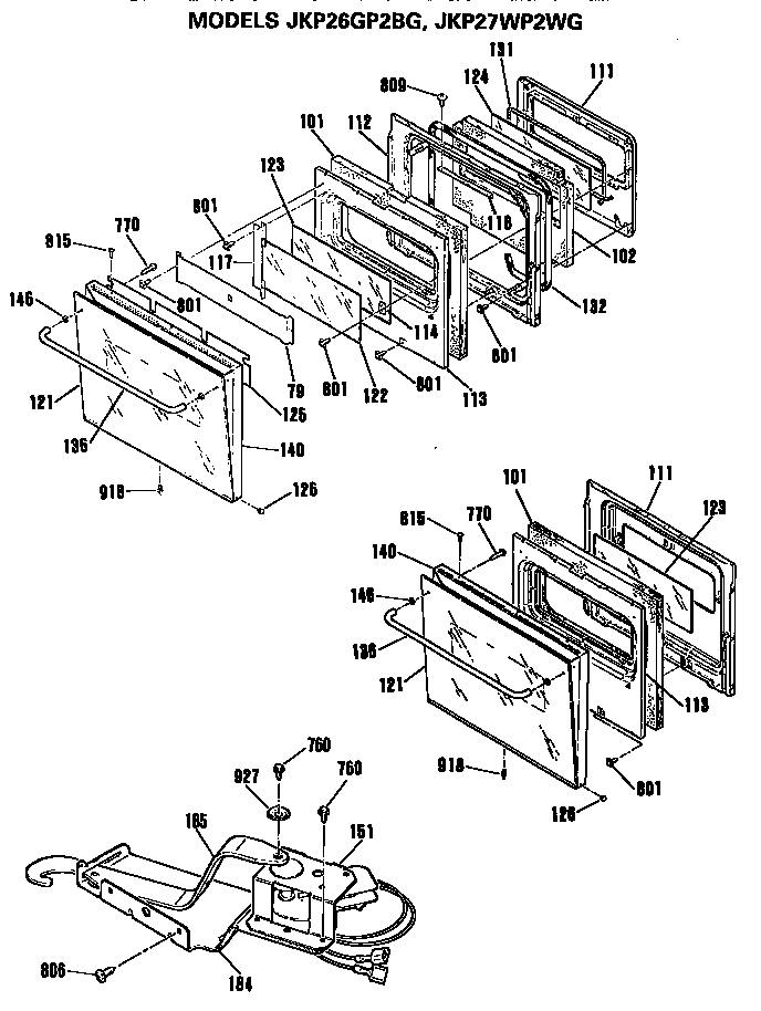 GE JKP27WP2WG doors diagram