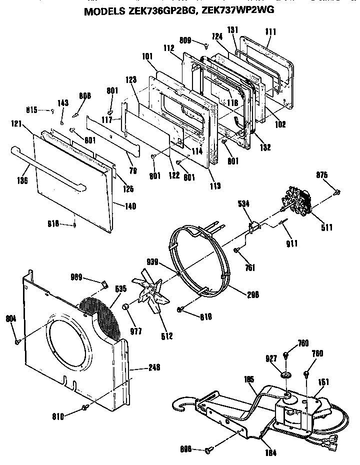 GE ZEK736GP2BG door diagram