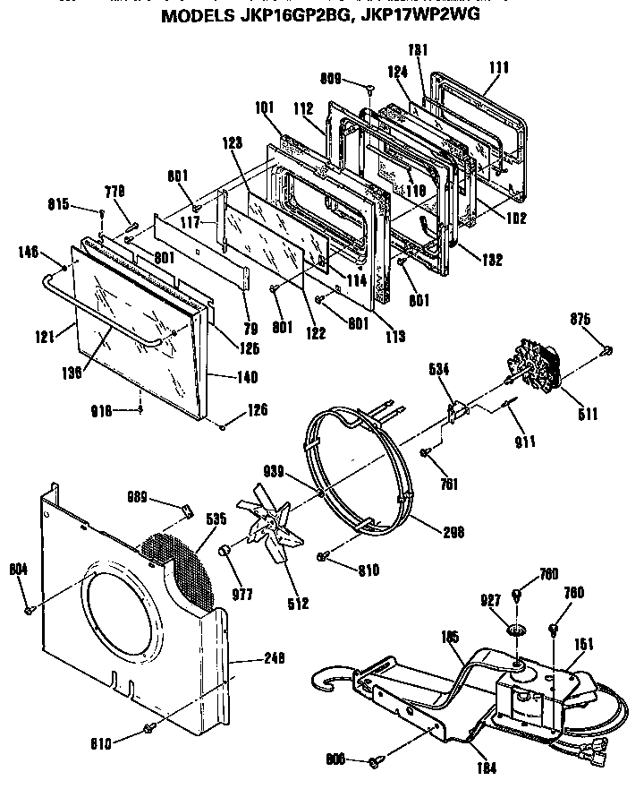 GE JKP17WP2WG door and blower diagram