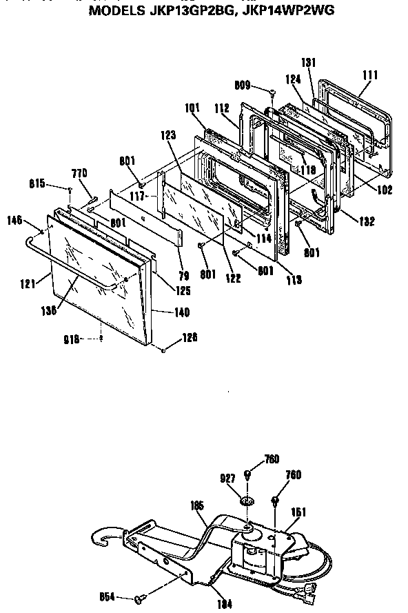 GE JKP13GP2BG door diagram