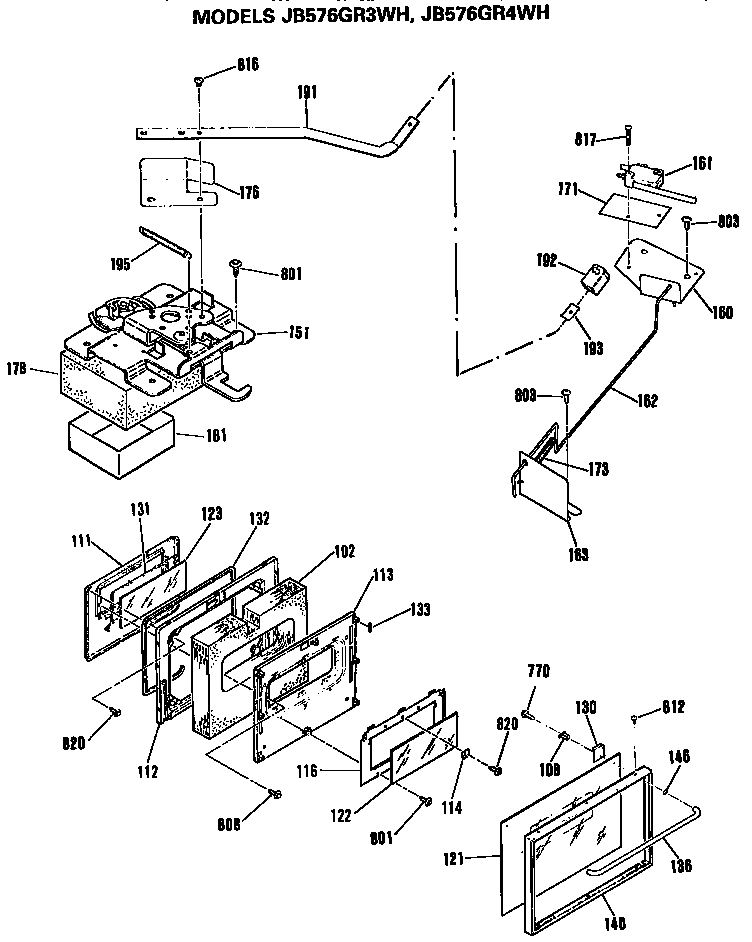 GE JB576GR4WH door diagram