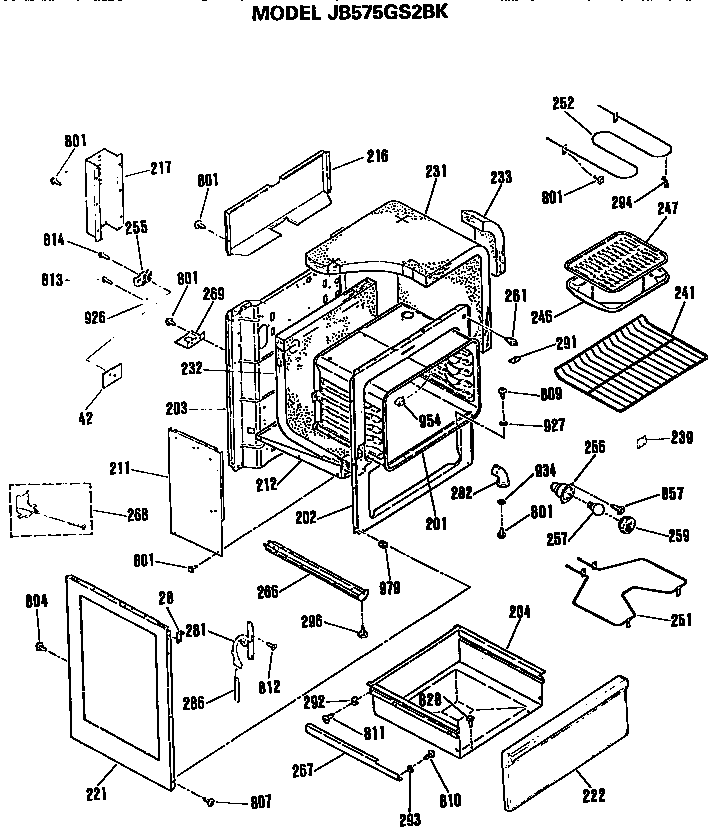 GE JB575GS2BK main body diagram