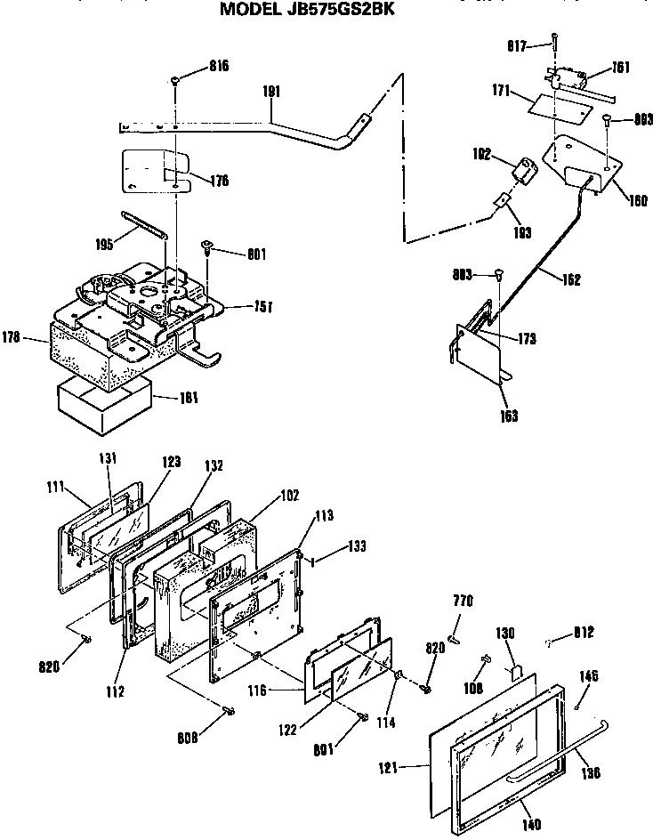 GE JB575GS2BK door diagram