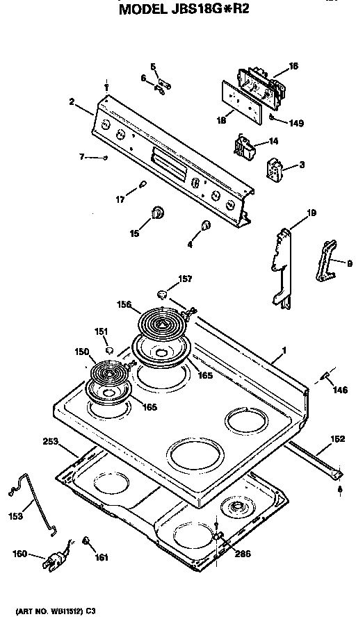 GE JBS18G*R2 cooktop diagram