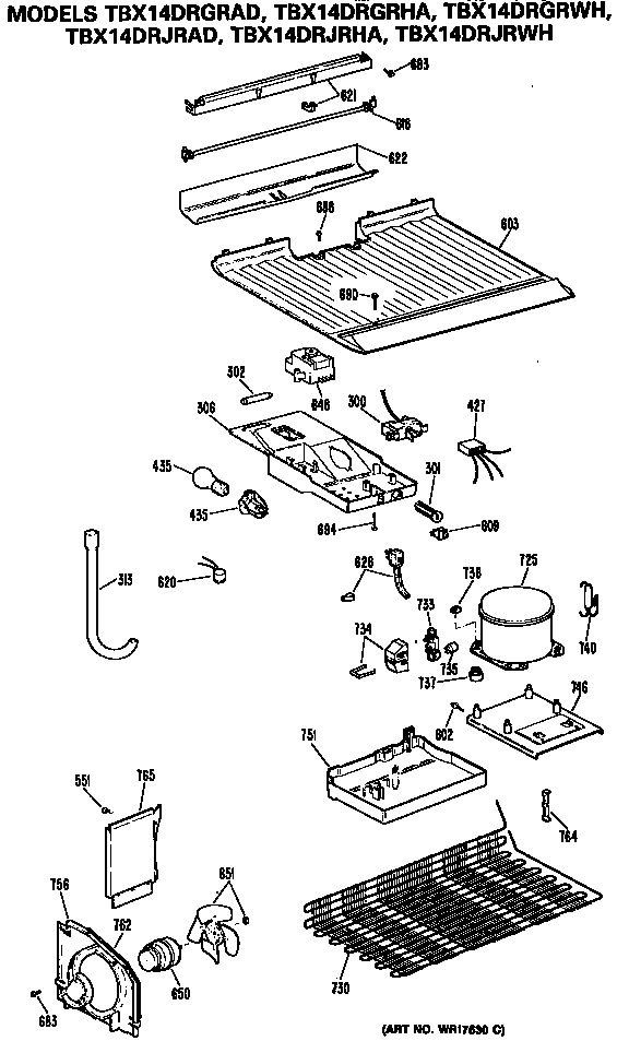 GE TBX14DRJRAD unit parts diagram