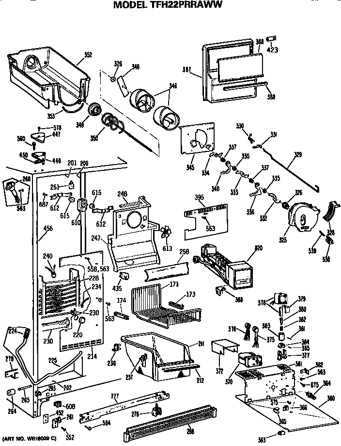 GE TFH22PRRAWW freezer section diagram