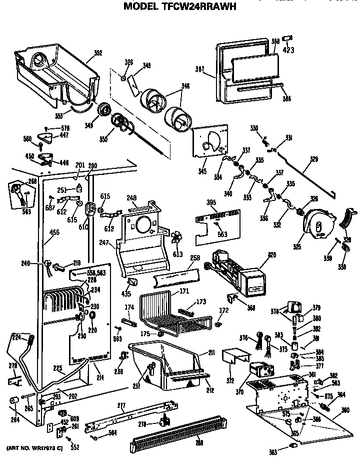 GE TFCW24RRAWH freezer section diagram