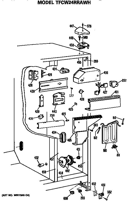 GE TFCW24RRAWH fresh food section diagram