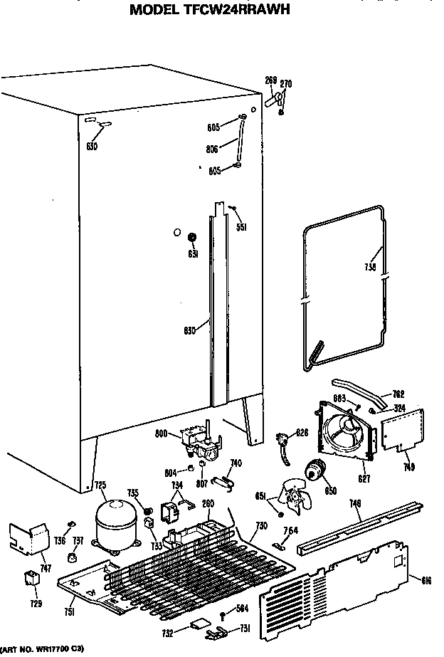GE TFCW24RRAWH unit parts diagram