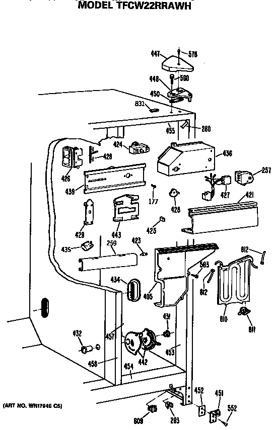 GE TFCW22RRAWH fresh food section diagram