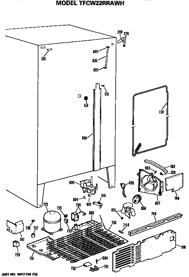 GE TFCW22RRAWH unit parts diagram