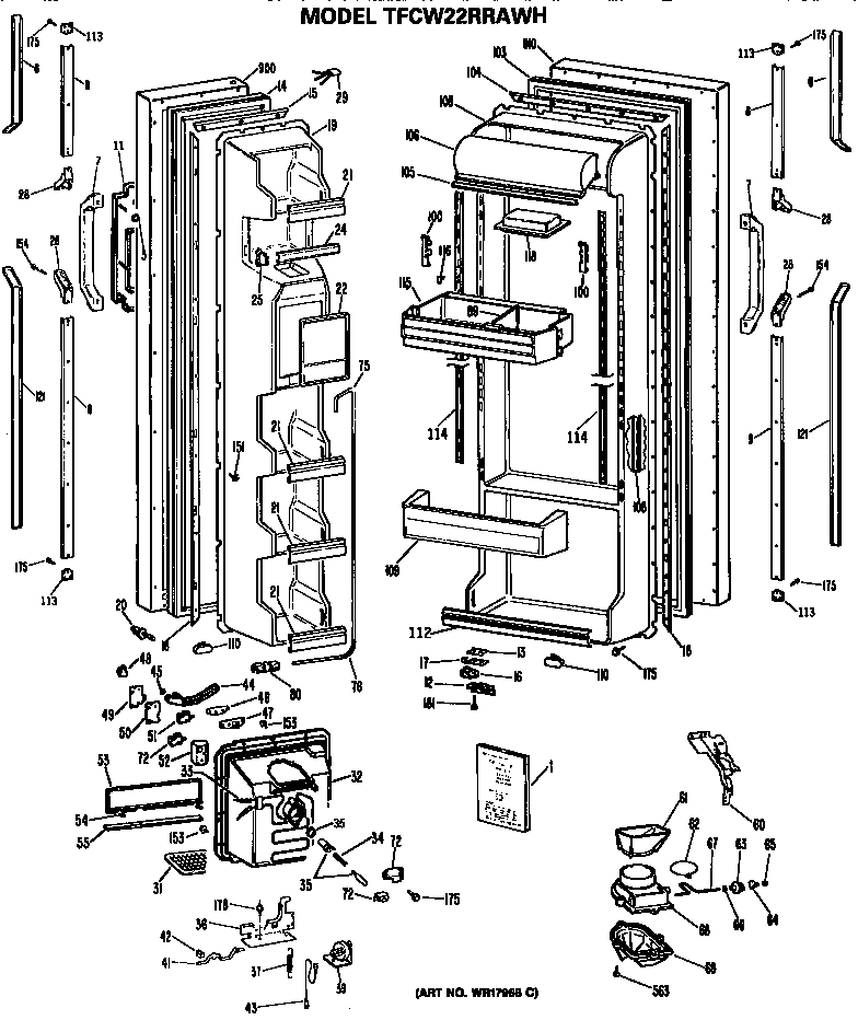 GE TFCW22RRAWH doors diagram
