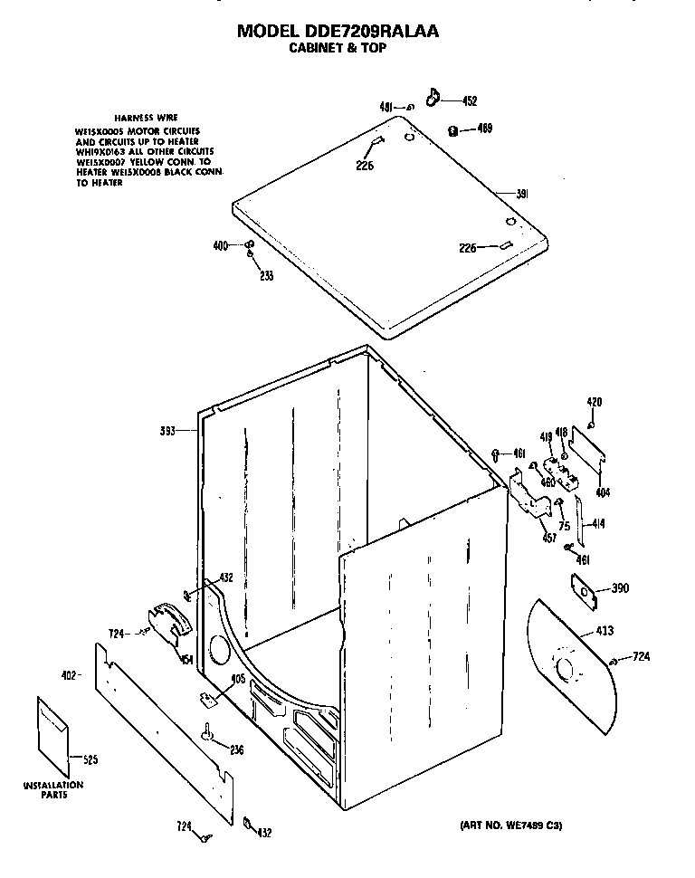 GE DDE7209RALAA cabinet diagram