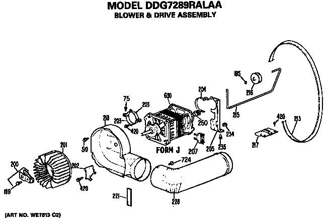 GE DDG7289RALAA blower and drive diagram