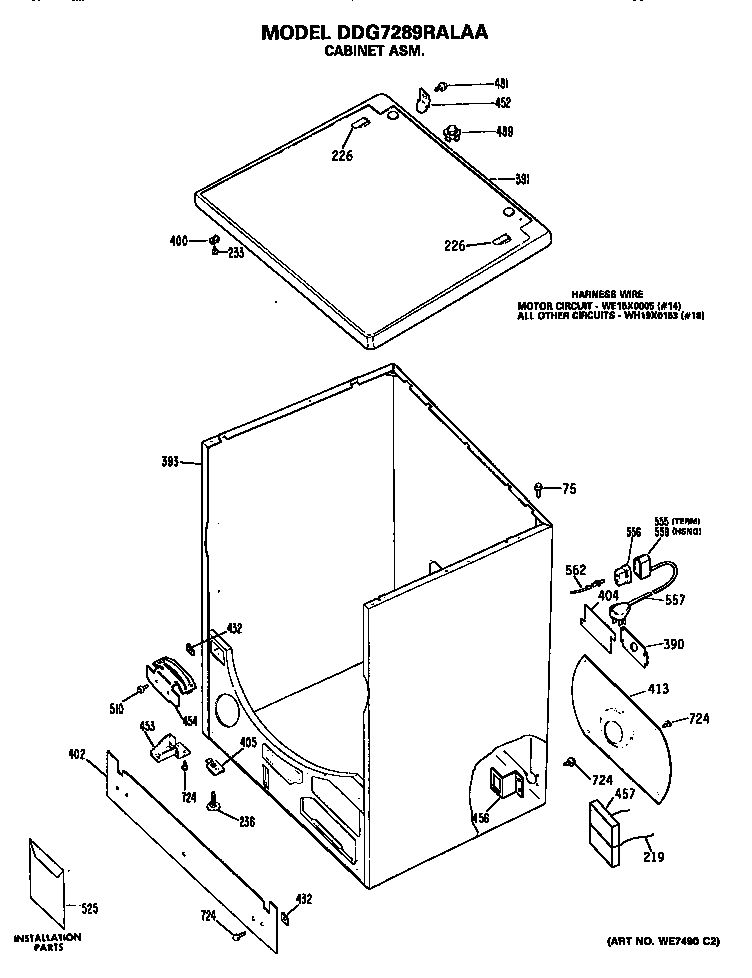 GE DDG7289RALAA cabinet diagram