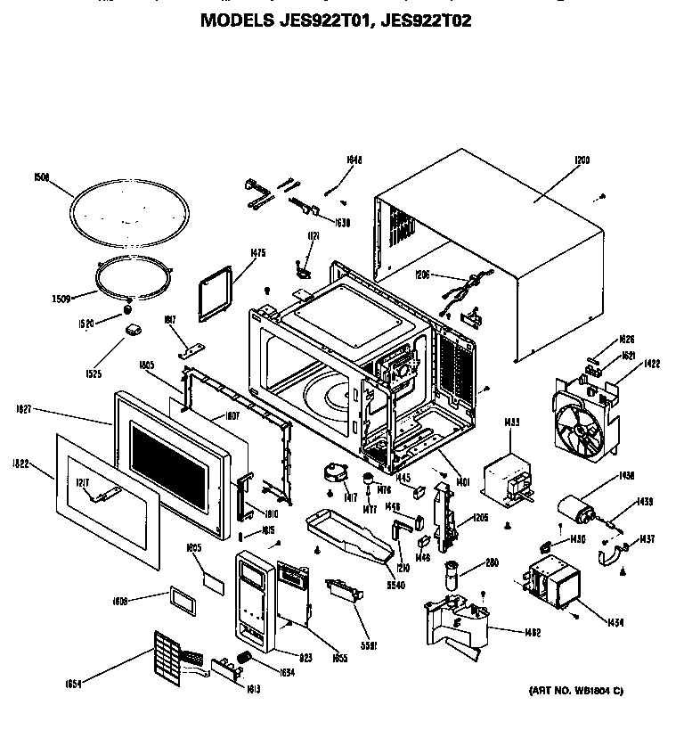 GE JES922T02 microwave oven diagram