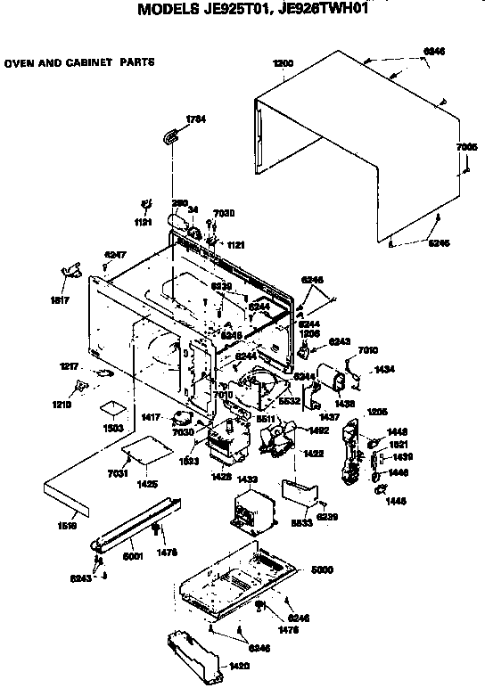GE JE926TWH01 oven and cabinet diagram