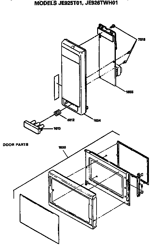 GE JE926TWH01 door/control panel diagram