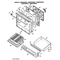 GE JGBP32GES1 oven door & broiler assembly diagram