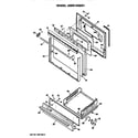 GE JGBS14GES1 door & broiler assembly diagram