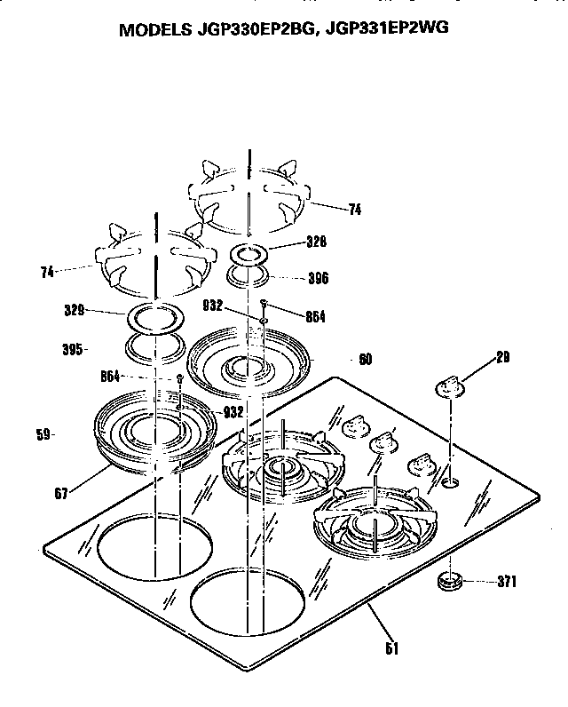 GE JGP330EP2BG cooktop diagram