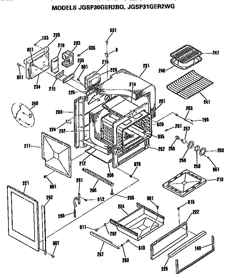 GE JGSP31GER2WG cavity diagram