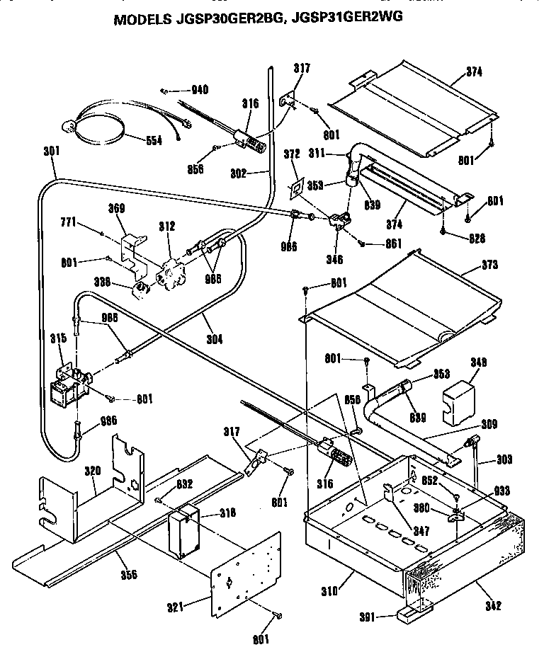 GE JGSP31GER2WG burner - broiler diagram