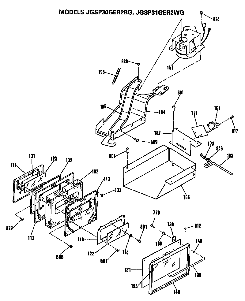 GE JGSP31GER2WG lock/oven door diagram