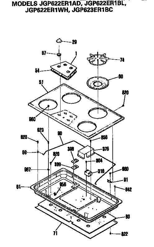 GE JGP622ER1BL main top diagram