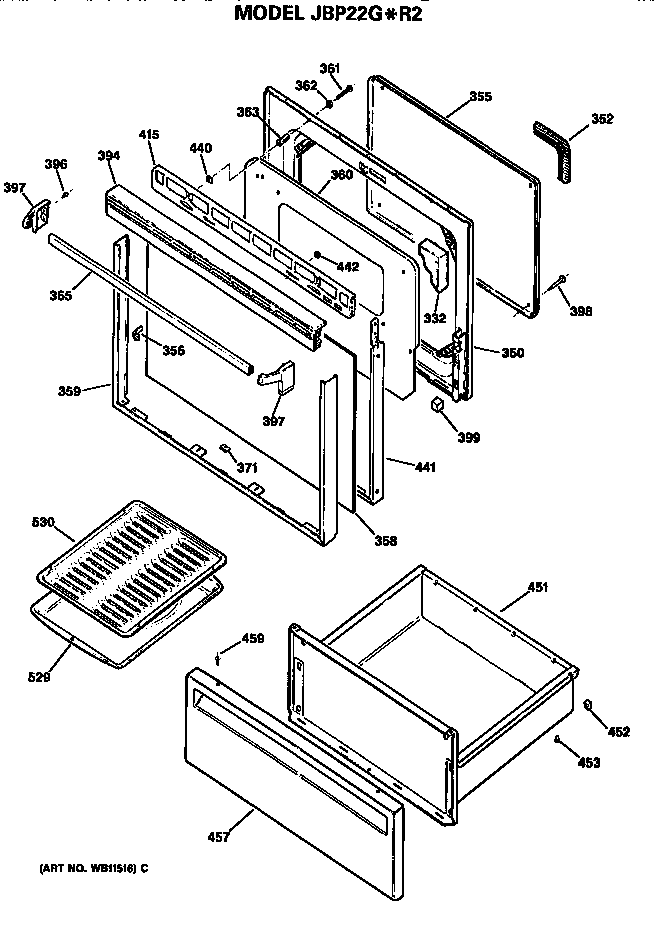 GE JBP22G*R2 door diagram