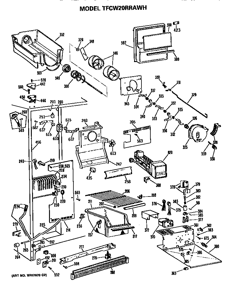 GE TFCW20RRAWH freezer section diagram