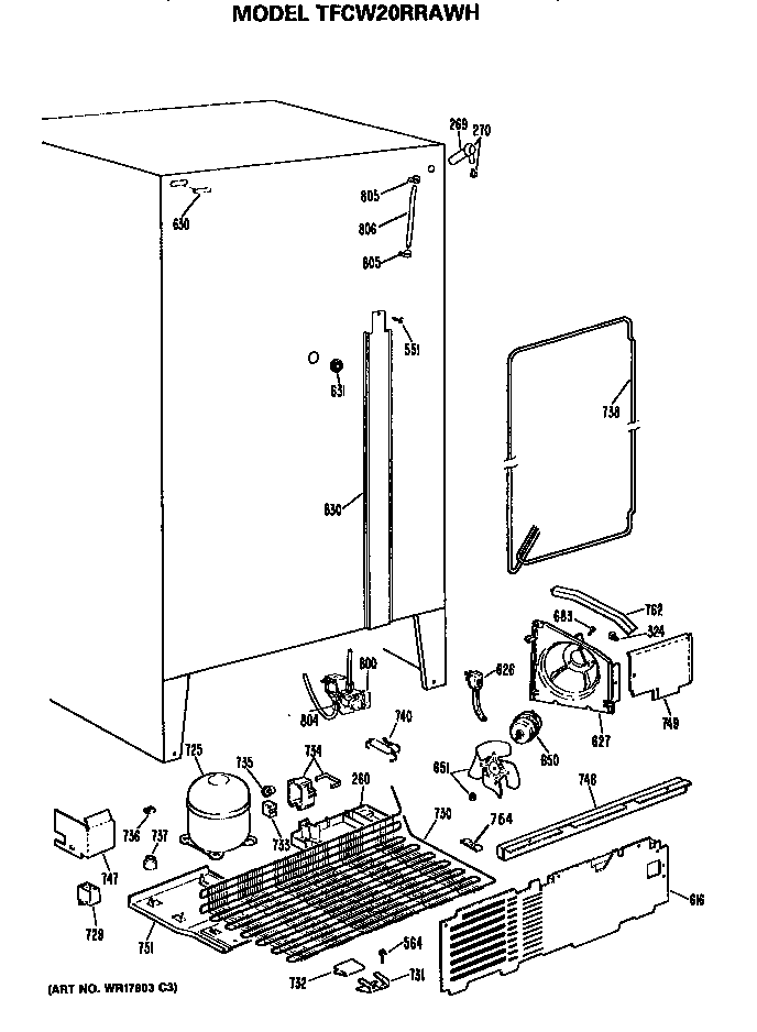 GE TFCW20RRAWH unit parts diagram