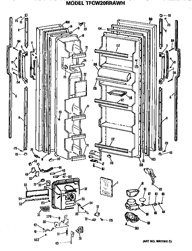GE TFCW20RRAWH doors diagram
