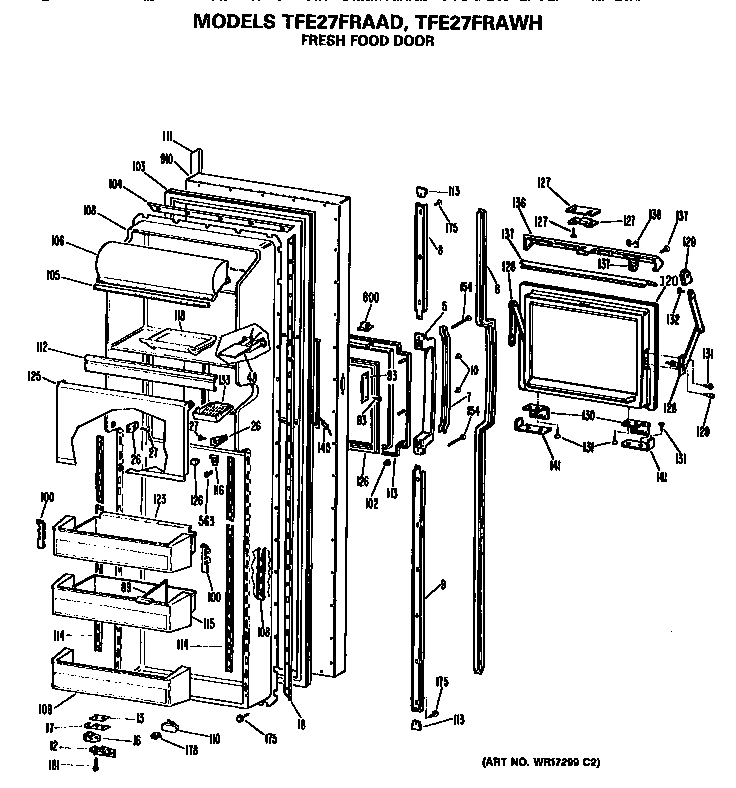 GE TFE27FRAAD fresh food door diagram