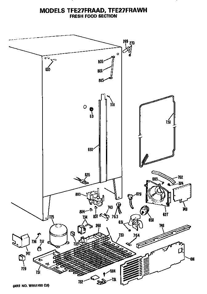 GE TFE27FRAAD unit parts diagram