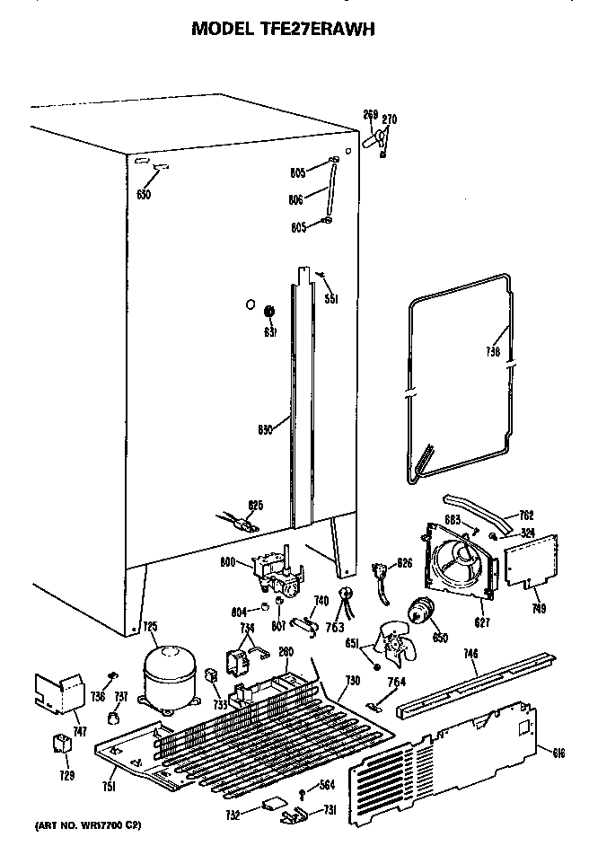 GE TFE27ERAWH unit parts diagram