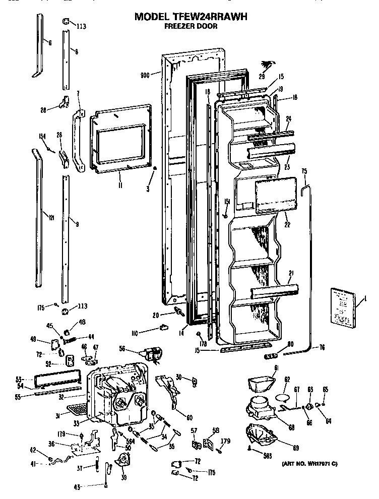 GE TFEW24RRAWH freezer door diagram
