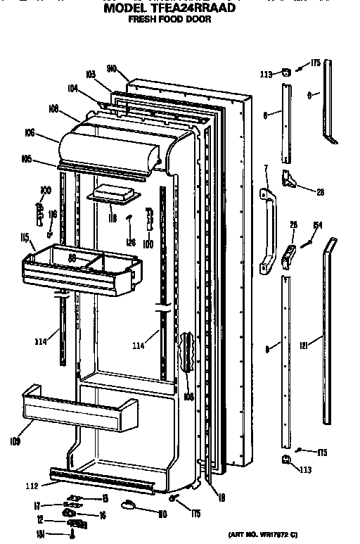 GE TFEA24RRAAD fresh food door diagram